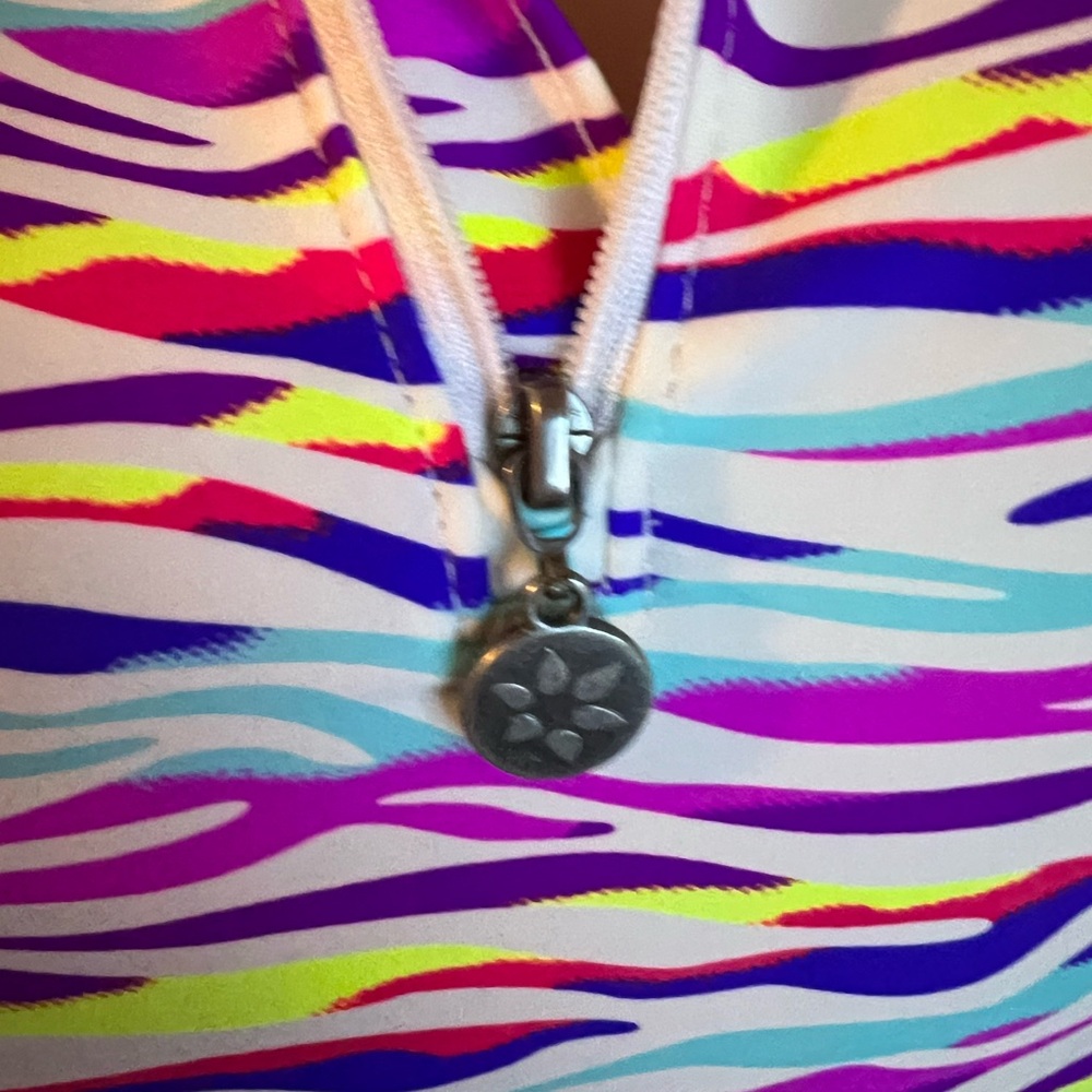 Tzu Tzu Multicolor Zebra-Stripe Mini Dress — White, Purple, Pink, Yellow, Blue - Picture 9 of 10